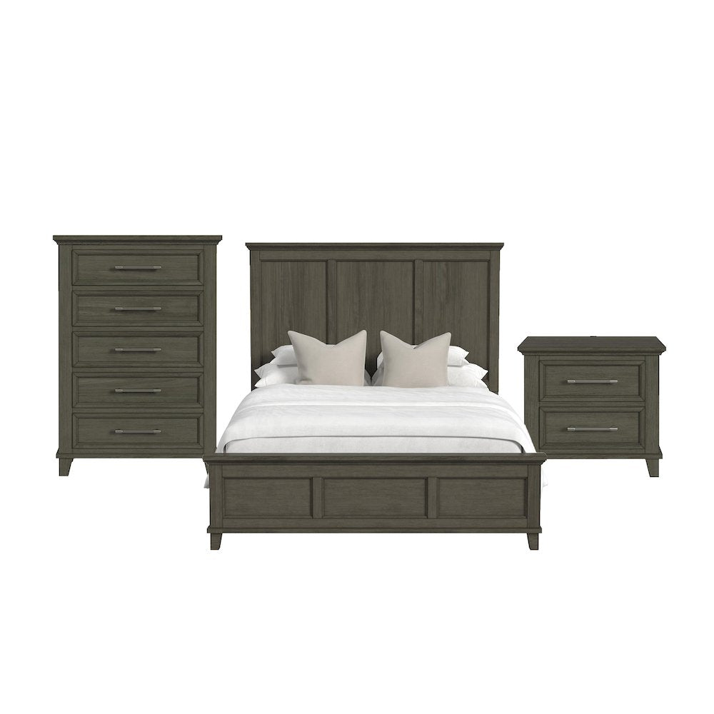 Canterbury Queen Panel 3PC Bedroom Set in Grey