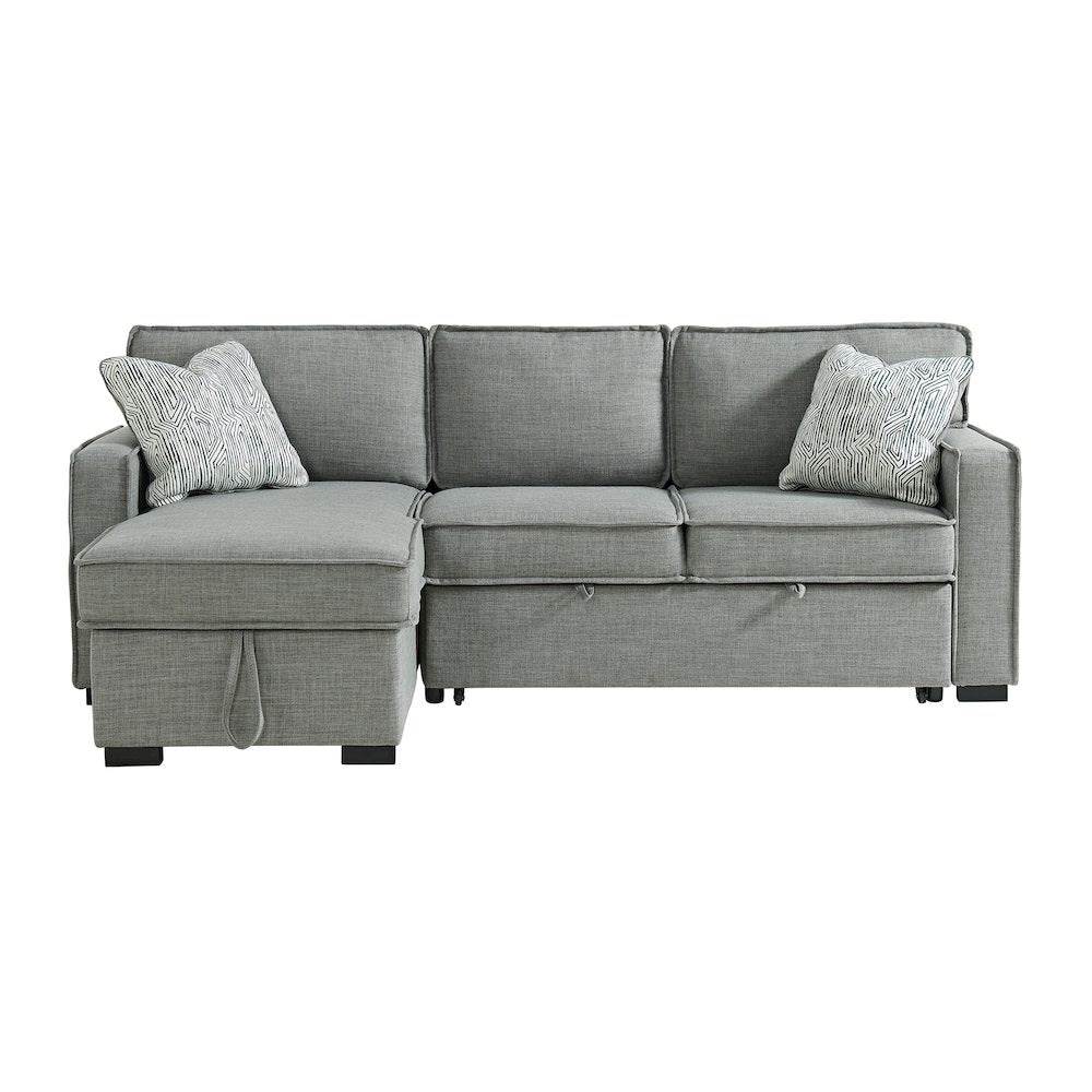 Parque Sectional Sleeper Chofa with Pull Bed, Drop Table & USB in Palmer Steel
