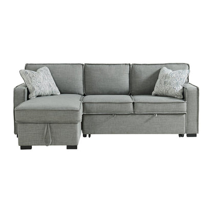 Parque Sectional Sleeper Chofa with Pull Bed, Drop Table & USB in Palmer Steel