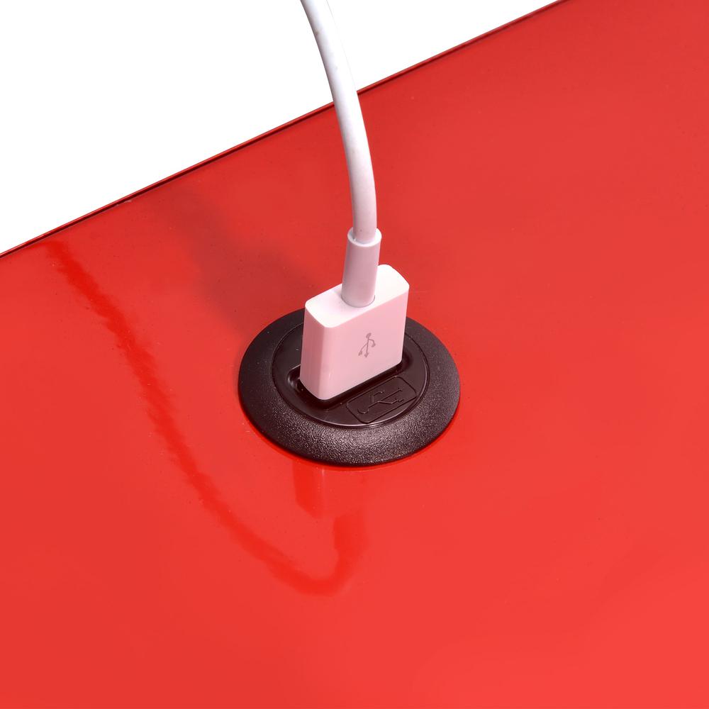 Gemma Nightstand with USB Port in Red