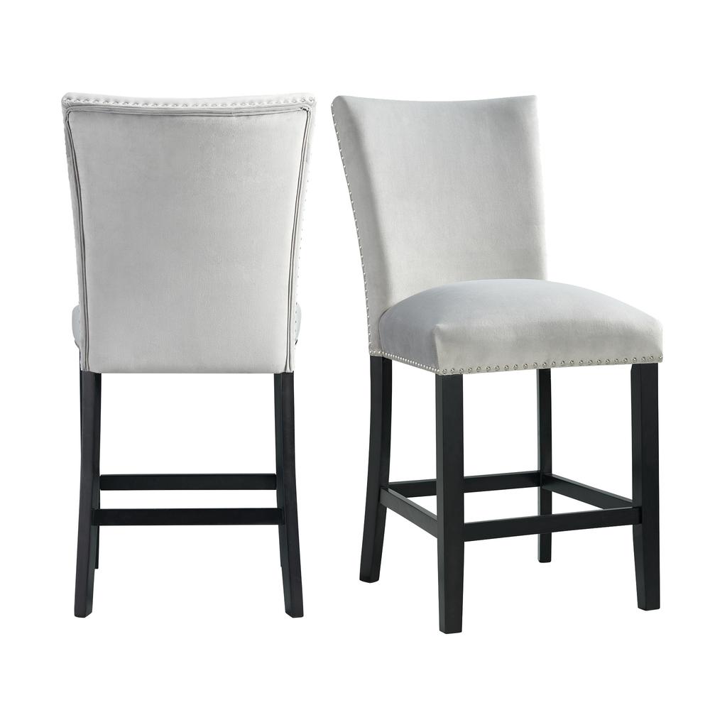 Celine Gray Velvet Counter Height Chair Set