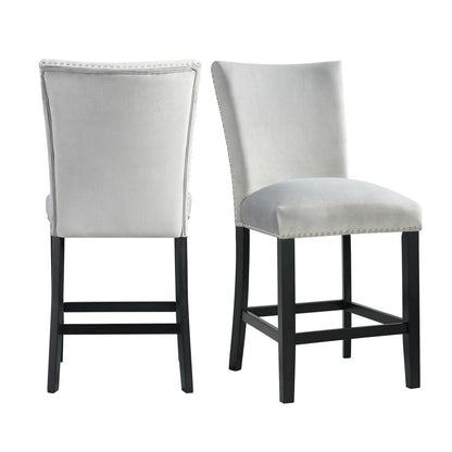 Celine Gray Velvet Counter Height Chair Set