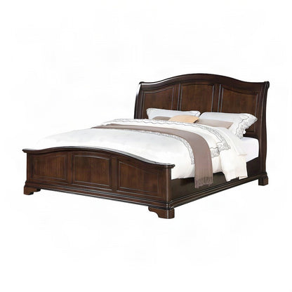 Birch Queen Bed Frame with Panel Headboard, Traditional Style, Cherry