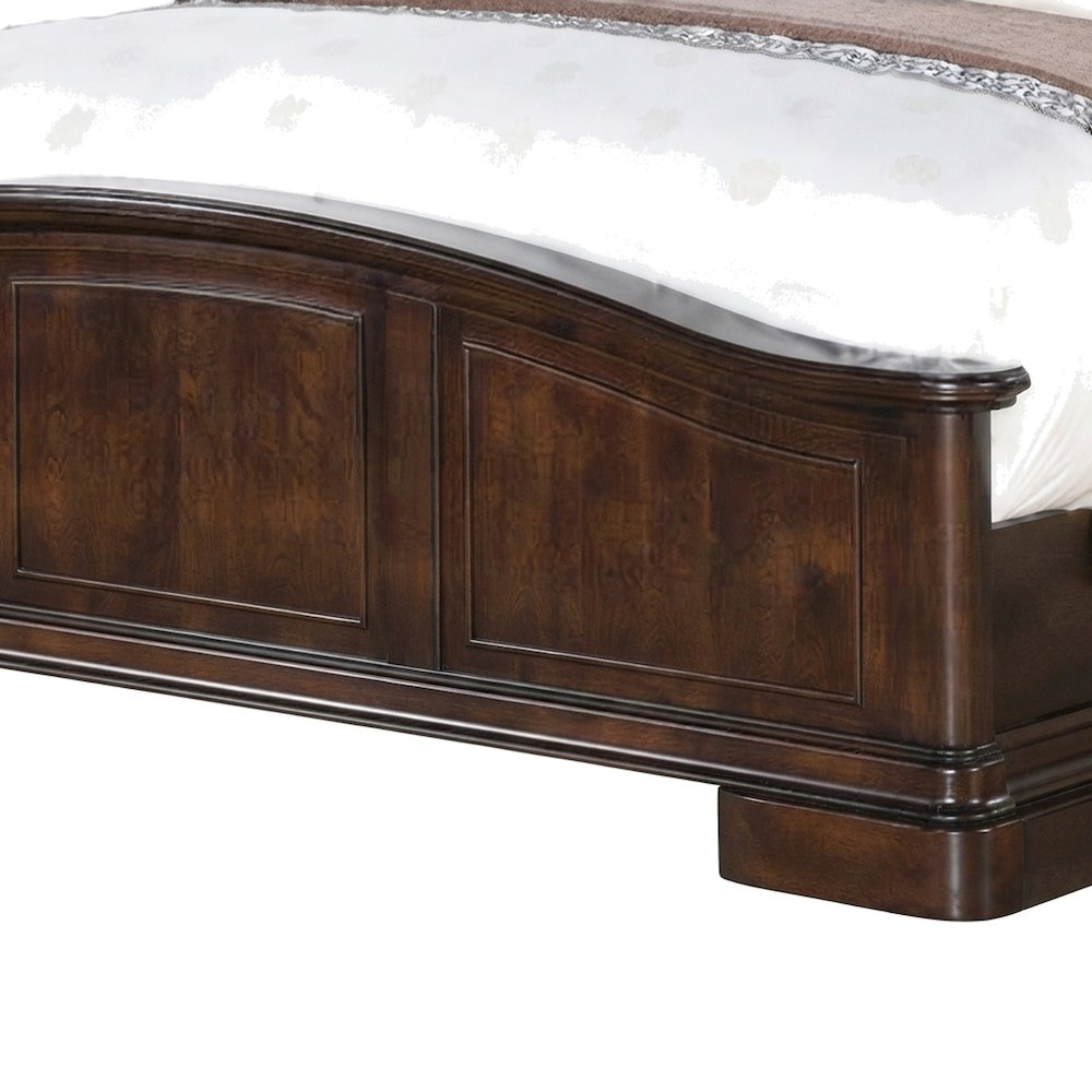 Birch Queen Bed Frame with Panel Headboard, Traditional Style, Cherry