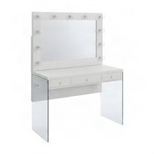 Glam Makeup Vanity Desk with Full-Extension Drawers, 2 Piece Set, White
