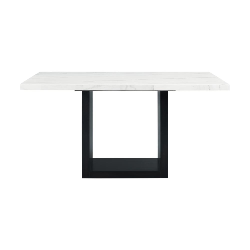 White Marble 5PC Counter Height Dining Set-Table and Four Gray Velvet Chairs