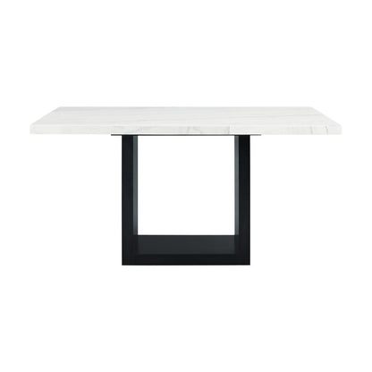 White Marble 5PC Counter Height Dining Set-Table and Four Gray Velvet Chairs