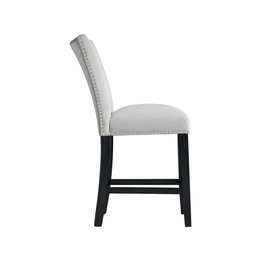 White Marble 5PC Counter Height Dining Set-Table and Four Gray Velvet Chairs