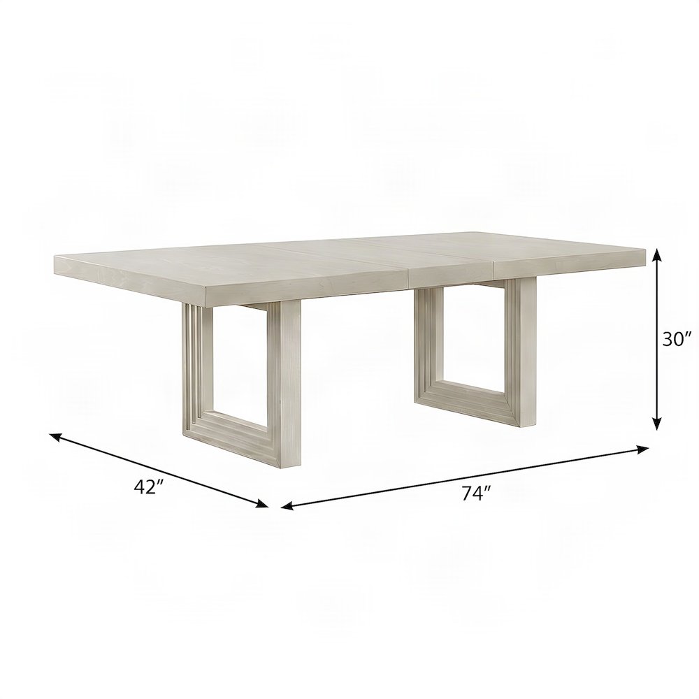 Rectangular Wood Dining Table with Extension Leaf for Six Diners, Antique White