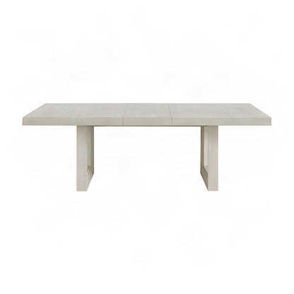 Rectangular Wood Dining Table with Extension Leaf for Six Diners, Antique White