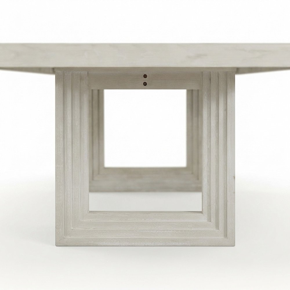 Rectangular Wood Dining Table with Extension Leaf for Six Diners, Antique White