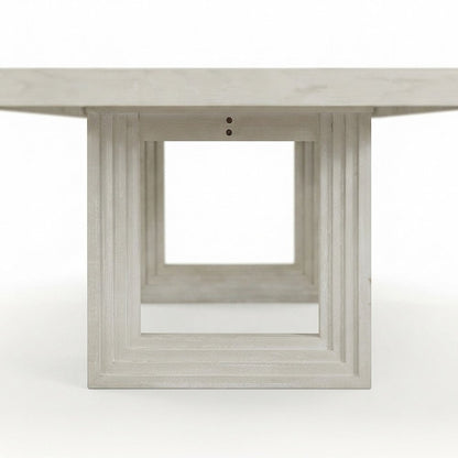 Rectangular Wood Dining Table with Extension Leaf for Six Diners, Antique White