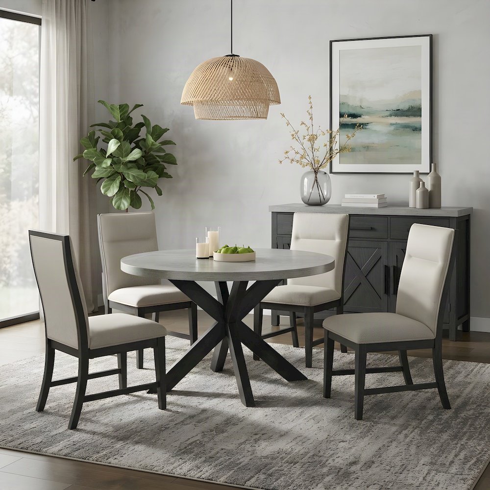 Upholstered Dining Chair with Wood Legs and Foam-Padded Seat, Espresso
