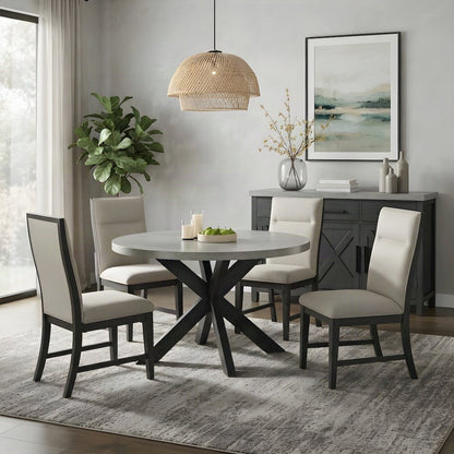 Upholstered Dining Chair with Wood Legs and Foam-Padded Seat, Espresso