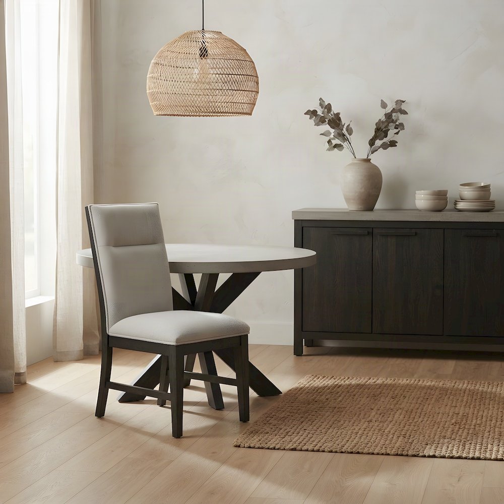 Upholstered Dining Chair with Wood Legs and Foam-Padded Seat, Espresso
