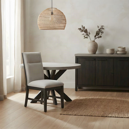 Upholstered Dining Chair with Wood Legs and Foam-Padded Seat, Espresso