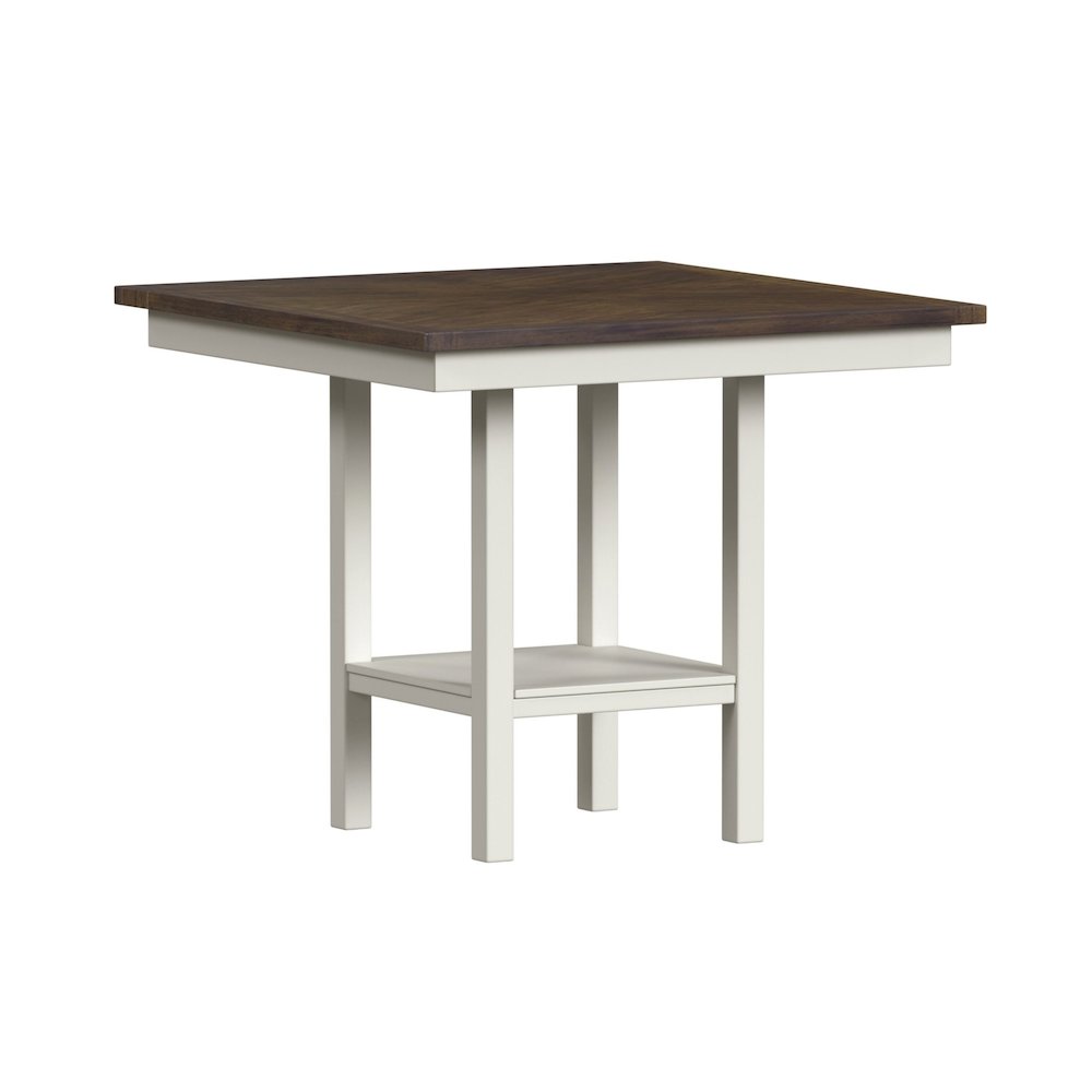 Gill 5PC Counter w/Table & 4 UPH Seat/Wood Back Chairs in Medium Brown & White