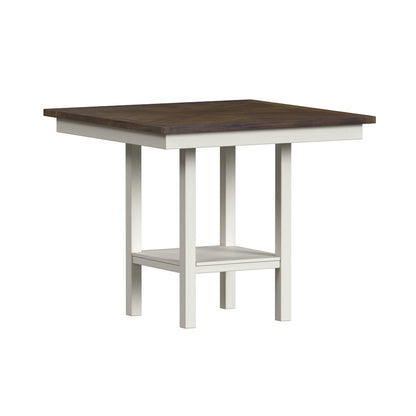 Gill 5PC Counter w/Table & 4 UPH Seat/Wood Back Chairs in Medium Brown & White