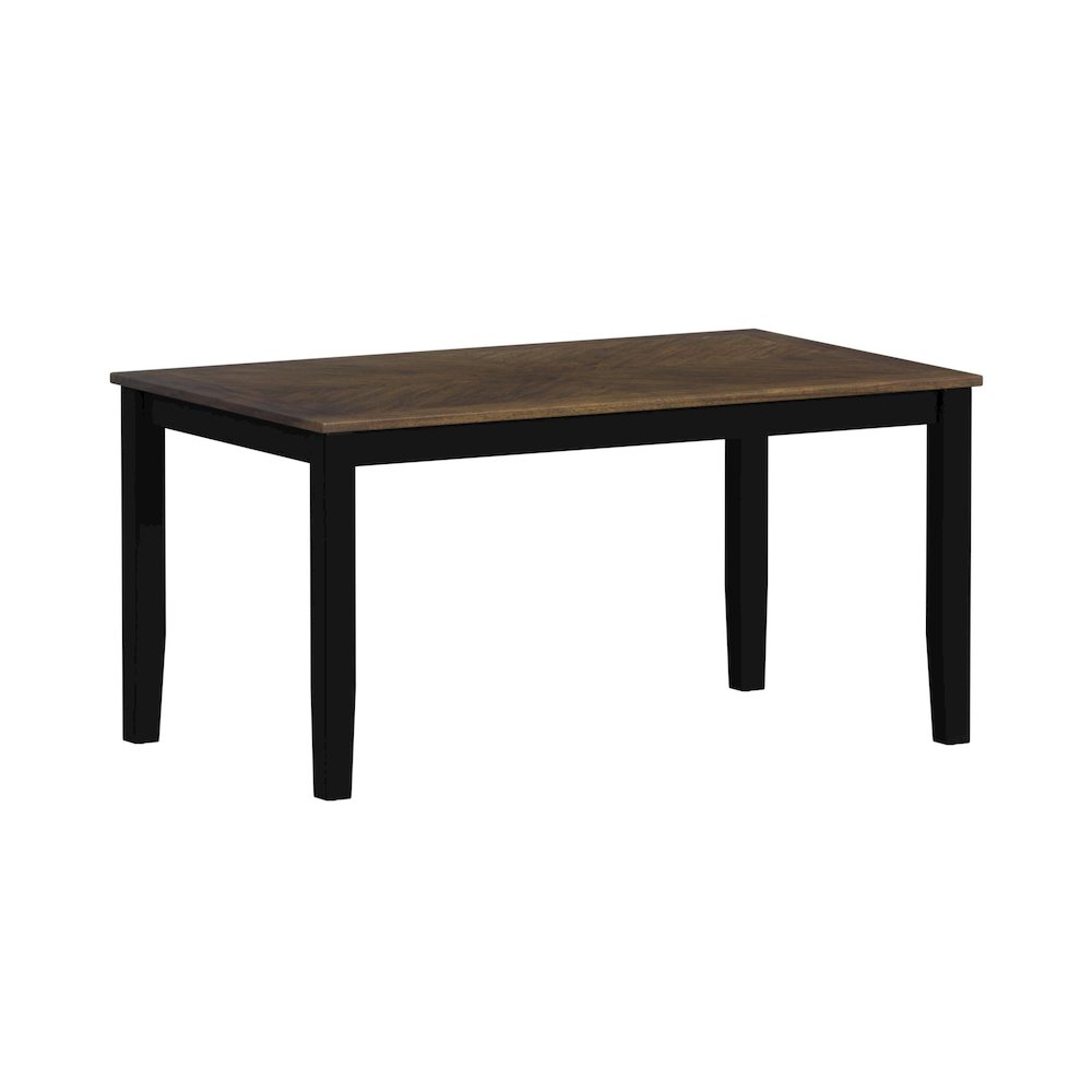 Gill 6PC Dining Set: Table, 4 Wood/UPH Chairs & Bench in Medium Brown & Black