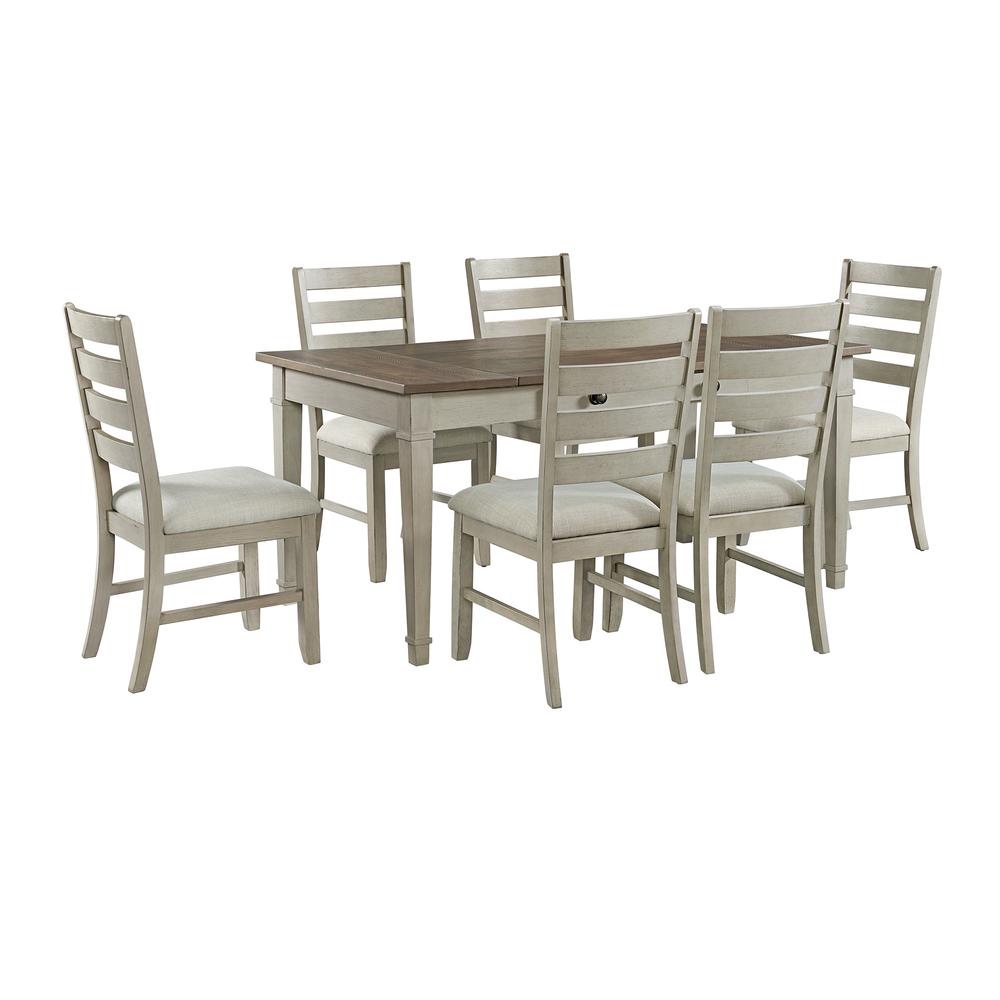 PC Standard Height Dining Set in Medium Brown and Table Six Chairs Four Chairs