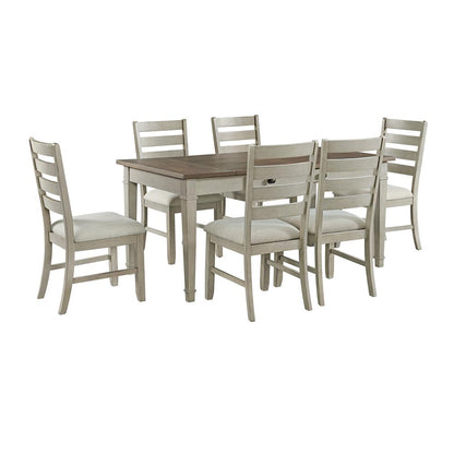 PC Standard Height Dining Set in Medium Brown and Table Six Chairs Four Chairs