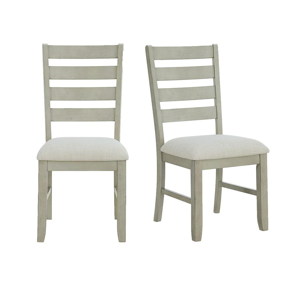 Back Dining Side Chair with Light Beige Fabric in Washed Stone (2 Per Carton)