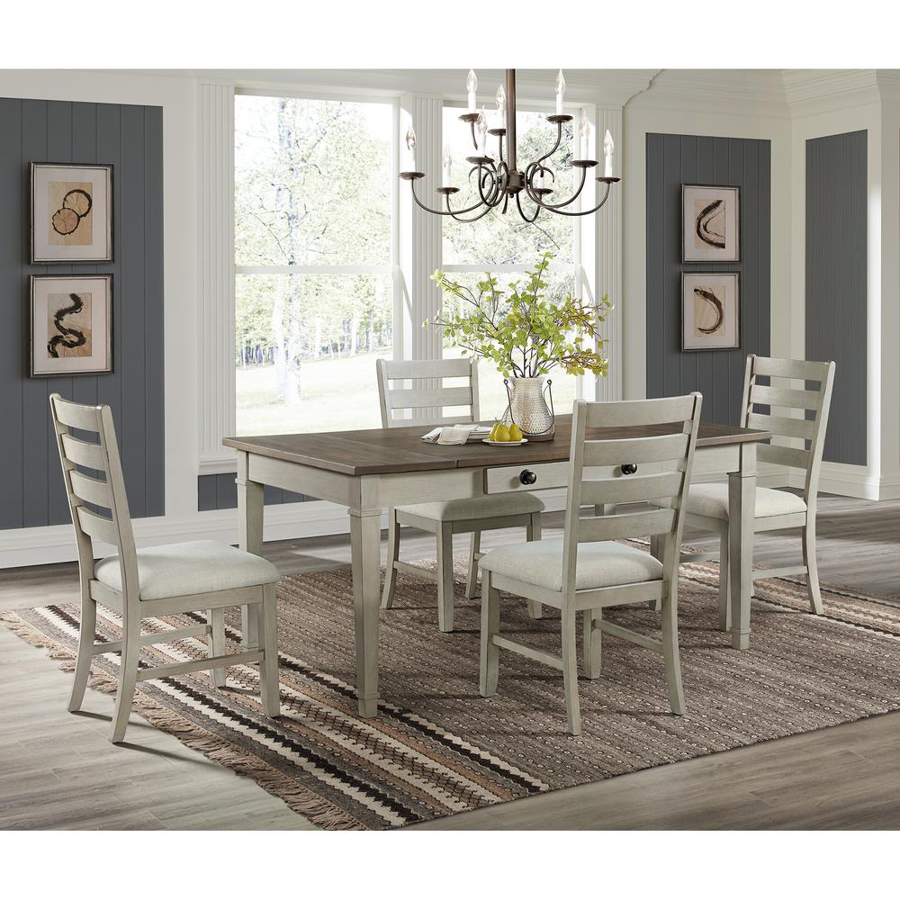 Back Dining Side Chair with Light Beige Fabric in Washed Stone (2 Per Carton)
