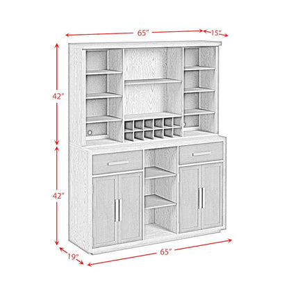 Rizzo Buffet and Hutch with Light in Grey and Dark Espresso