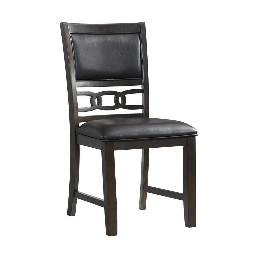 Standard Height 5PC Dining Set-Table and Four Faux Leather Side Chairs in Walnut