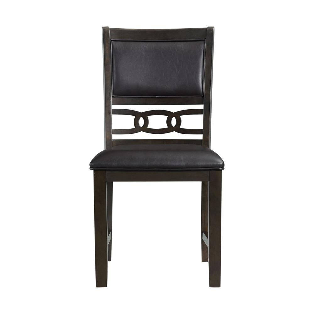 Standard Height 5PC Dining Set-Table and Four Faux Leather Side Chairs in Walnut