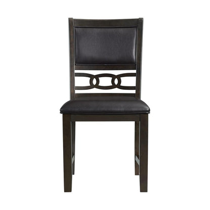 Standard Height 5PC Dining Set-Table and Four Faux Leather Side Chairs in Walnut