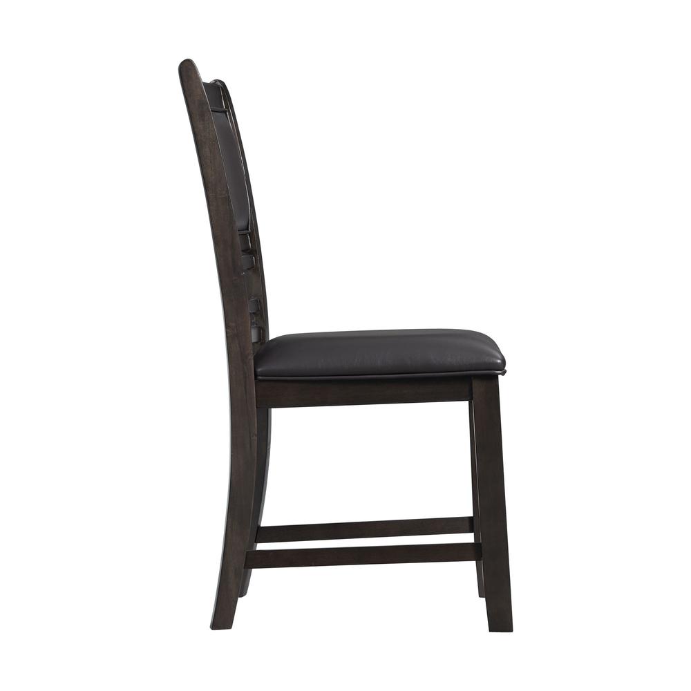 Standard Height 5PC Dining Set-Table and Four Faux Leather Side Chairs in Walnut