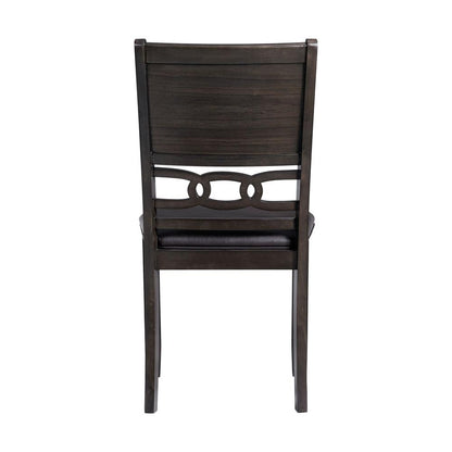 Standard Height 5PC Dining Set-Table and Four Faux Leather Side Chairs in Walnut