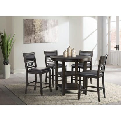 Counter Height 5PC Dining Set-Table and Four Faux Leather Side Chairs in Walnut