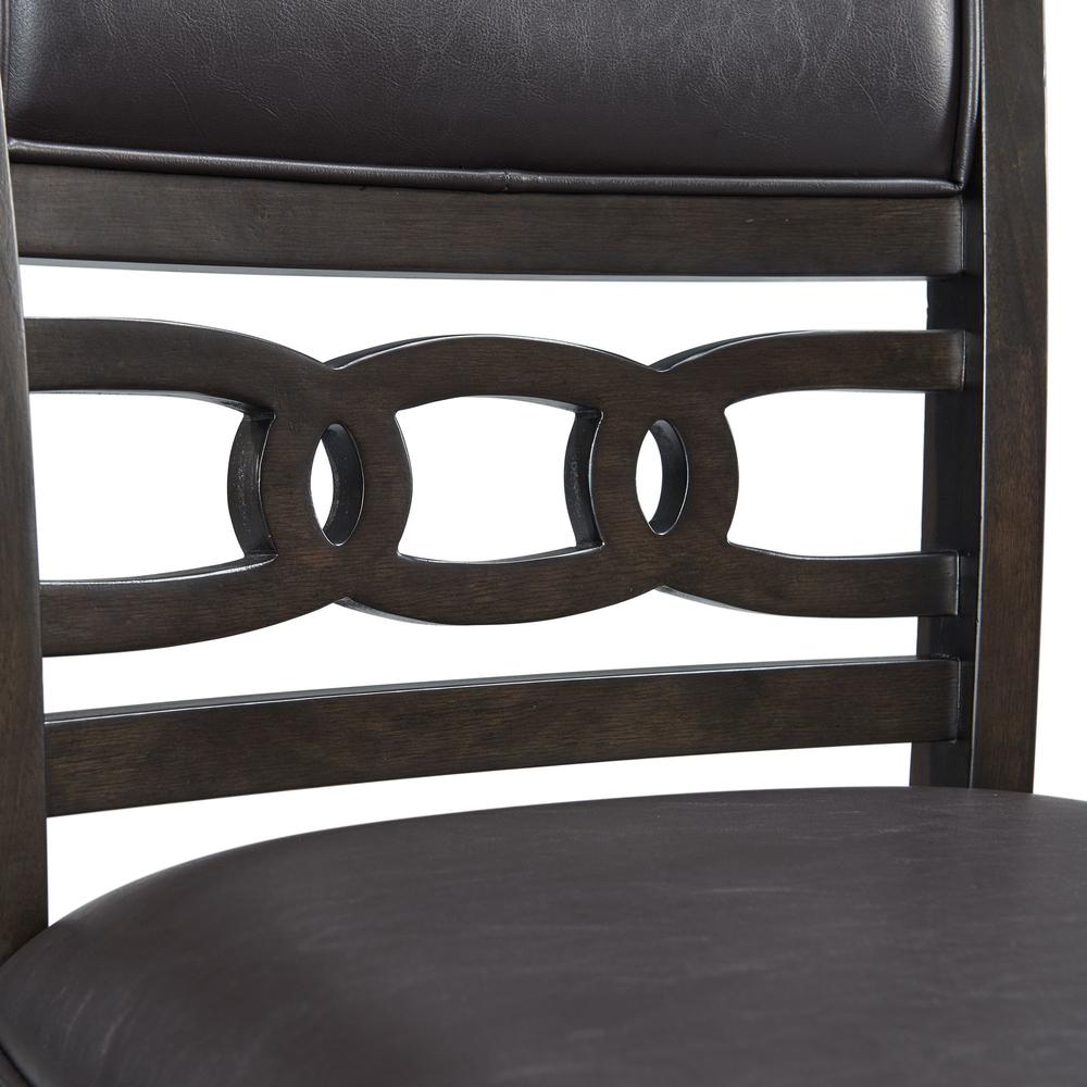 Counter Height 5PC Dining Set-Table and Four Faux Leather Side Chairs in Walnut