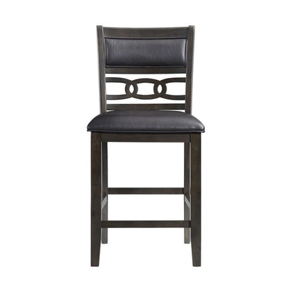 Counter Height 5PC Dining Set-Table and Four Faux Leather Side Chairs in Walnut