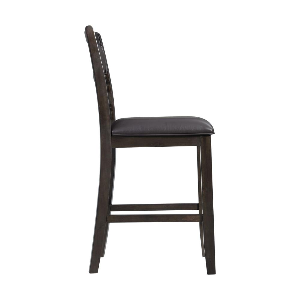 Counter Height 5PC Dining Set-Table and Four Faux Leather Side Chairs in Walnut