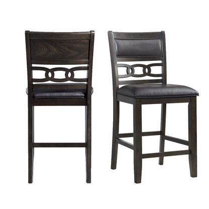 Taylor Counter Height Faux Leather Side Chair Set in Walnut