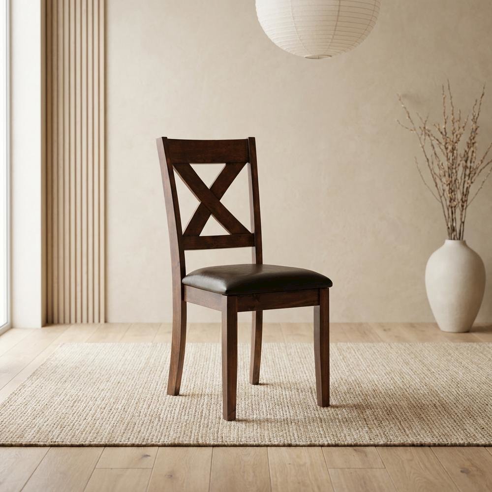 Polyester Transitional Style Standard Height Dining Side Chair, Espresso