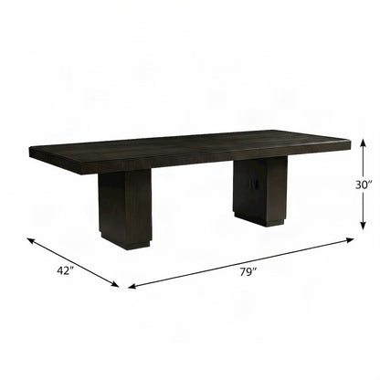 Acacia Veneer and Solid Wood Rectangular Kitchen Dining Table, Black