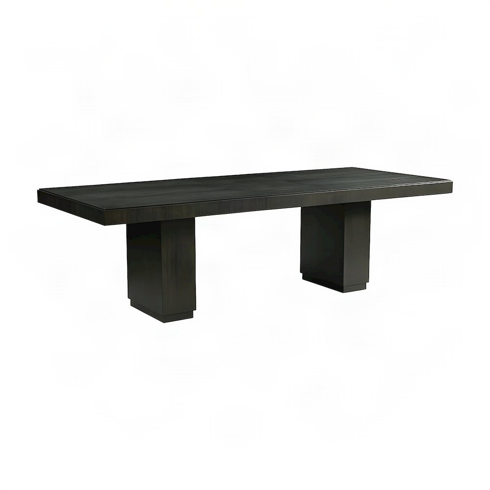 Acacia Veneer and Solid Wood Rectangular Kitchen Dining Table, Black