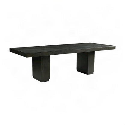 Acacia Veneer and Solid Wood Rectangular Kitchen Dining Table, Black