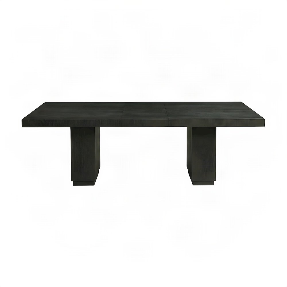 Acacia Veneer and Solid Wood Rectangular Kitchen Dining Table, Black