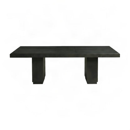 Acacia Veneer and Solid Wood Rectangular Kitchen Dining Table, Black
