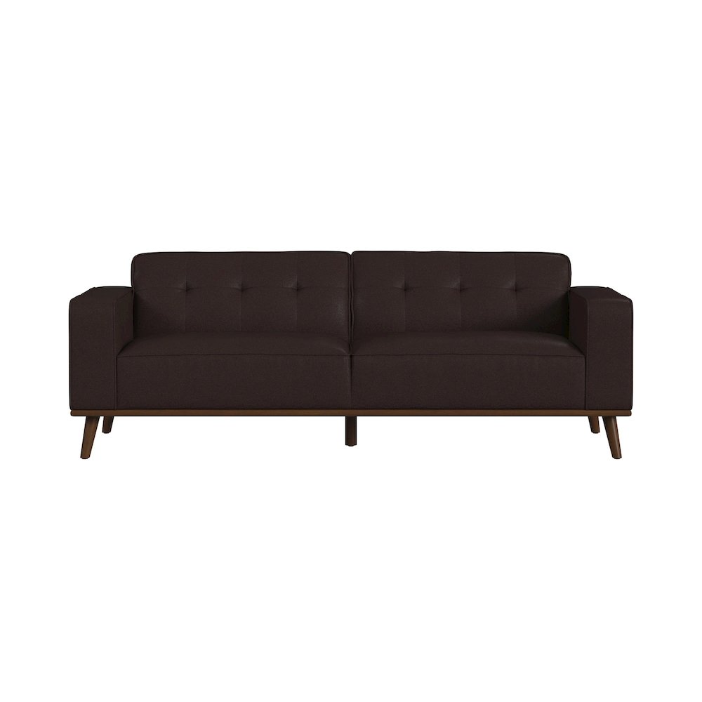 Destiny Sofa with Wood Front in Pebble Brown