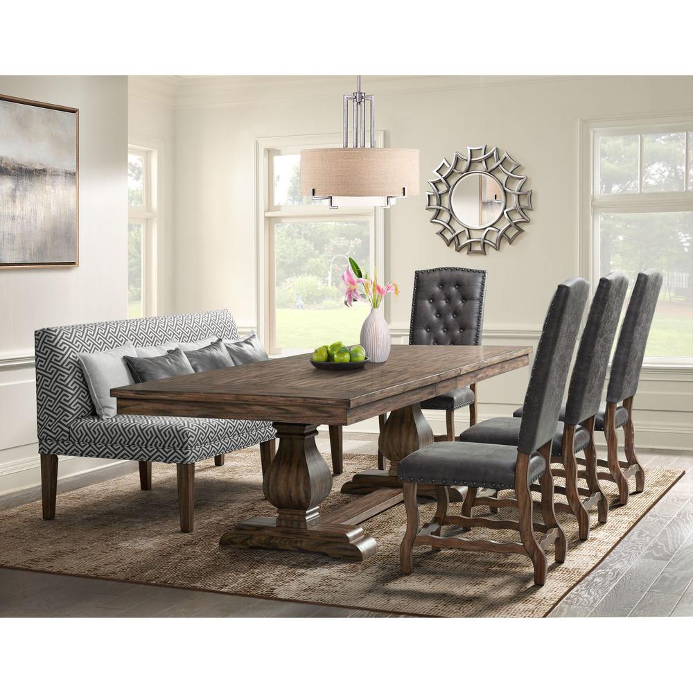 Hayward 6PC Dining Set-Table, Four Tufted Tall Back Chairs and Settee