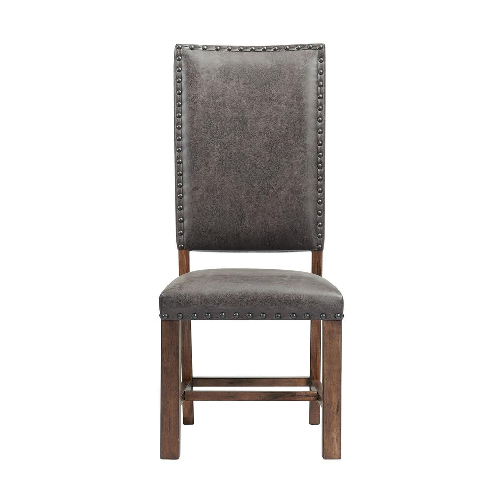 Brown Tall Back Upholstered Dining Chairs Set of 2 with Foam Cushion