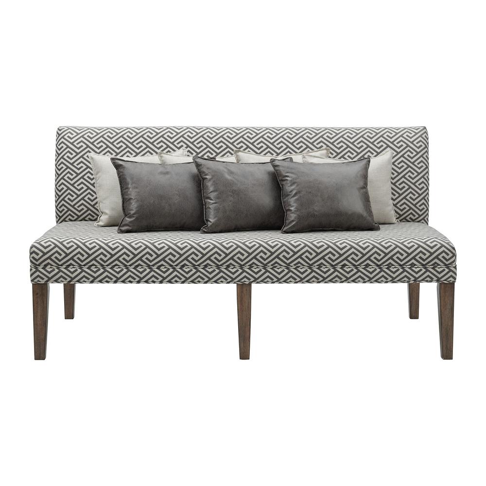 Brown Upholstered Dining Settee with Back Support