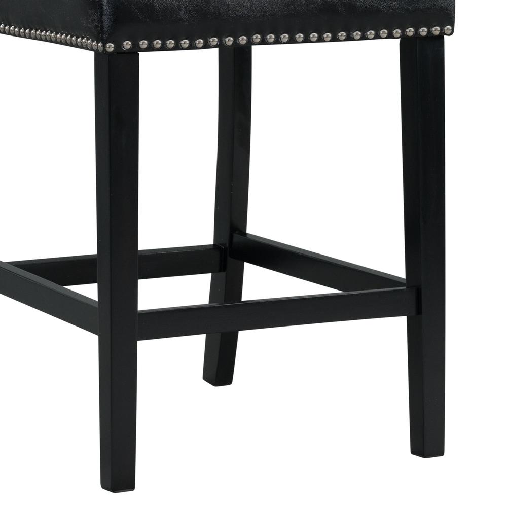 Pia Faux Leather Counter Height Side Chair Set in Black
