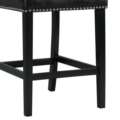 Pia Faux Leather Counter Height Side Chair Set in Black